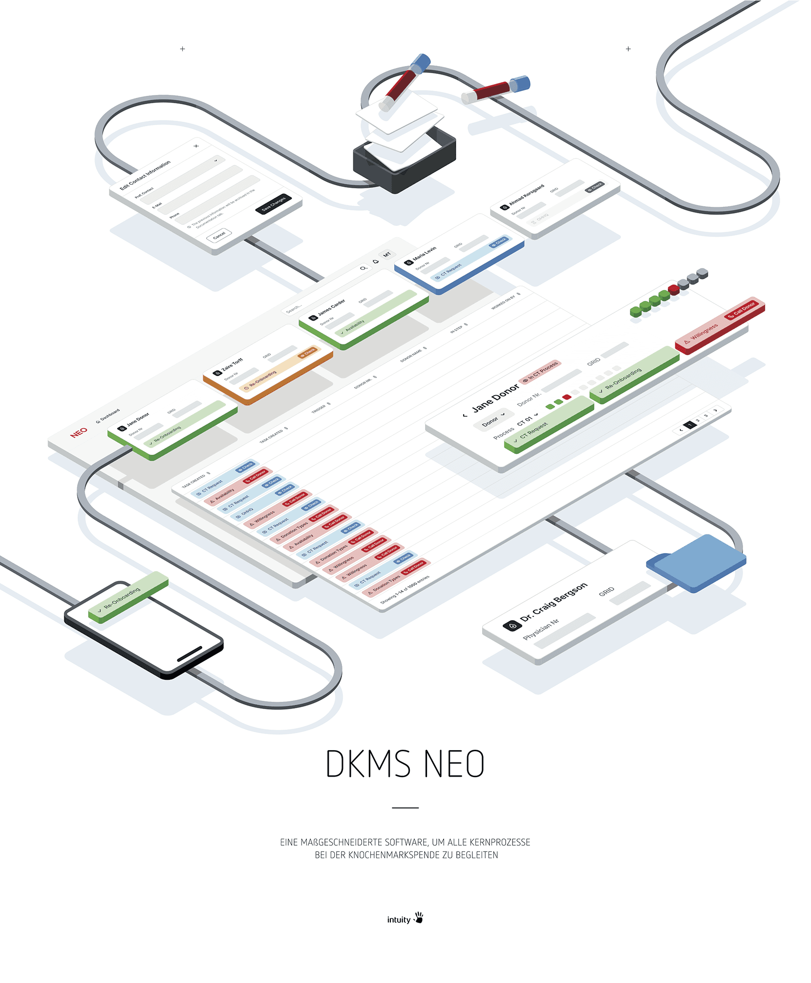 Connect app screens showing various features